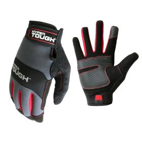 Hyper Tough High Dexterity General Purpose Work Glove, Mesh, Synthetic Leather Palm, Men's Medium