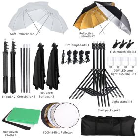 SH Photography Photo Studio Softbox Lighting Kit With Reflector Board 2.6x3M Background Frame Backdrops Tripod Stand Accessories