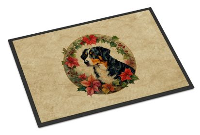 Appenzeller Sennenhund Christmas Flowers Doormat Front Door Mat Indoor Outdoor Rugs for Entryway, Non Slip Washable Low Pile, 24H X 36W