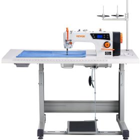 VEVOR Industrial Sewing Machine, 550W Servo Motor and Table Stand, 5000s.p.m Heavy-duty Lockstitch Sewing Machine