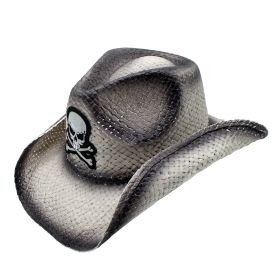 Cully Toyo Straw Skull Crossbones Band Drifter Cowboy Hat