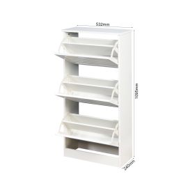 Wooden Shoe Cabinet for Entryway;  White Shoe Storage Cabinet with 3 Flip Doors 20.94x9.45x43.11 inch