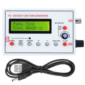 FG-100 DDS Function Signal Generator 1HZ-500KHZ Frequency Counter High Sine Triangle Square Frequency Sawtooth WavefromDC3.5-10V