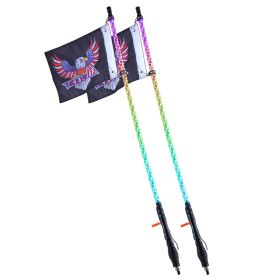 VEVOR 2 PCS 4 FT Whip Light with Spring Base, Led Whip Light with APP & Remote Control, Waterproof 360Â° Spiral RGB Chasing Lighted Whips with 2 Flags