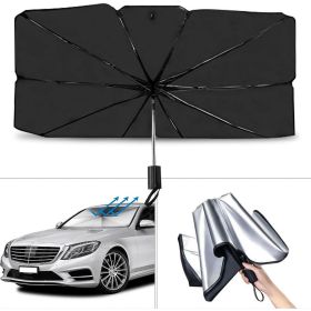 Stainless Steel Premium Car Windshield Sunshade - Portable, Foldable, and Adjustable Design for Maximum Sun Protection - Easy to Install and Store