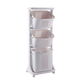 3-Layer Clothes Storage Basket, Laundry Basket, Multi-Layer Rolling Laundry Cart with Wheels, 360Â° Rolling Laundry Basket Bathroom