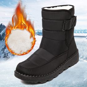 Rimocy Non Slip Waterproof Snow Boots for Women 2022 Thick Plush Winter Ankle Boots Woman Platform Keep Warm Cotton Padded Shoes (Color: Black, size: 42)