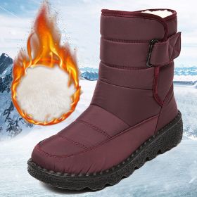 Rimocy Non Slip Waterproof Snow Boots for Women 2022 Thick Plush Winter Ankle Boots Woman Platform Keep Warm Cotton Padded Shoes (Color: Red, size: 43)