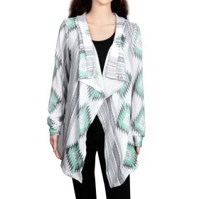 Women Open Front Cardigan Long Sleeve Shawl Neck Breathable Cardigan Well Collection (Color: Green, size: M)