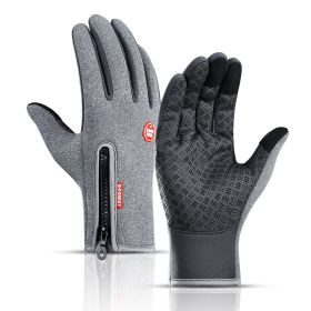 Hot Winter Gloves For Men Women Touchscreen Warm Outdoor Cycling Driving Motorcycle Cold Gloves Windproof Non-Slip Womens Gloves (Gloves Size: L, Color: Gray)