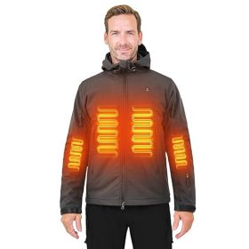 Heated Jacket For Men ANTARCTICA GEAR Winter Coat With 12V 16000mAh Battery Pack, Soft Shell Heating Hood Jacket (Color: Grey, size: 2XL)