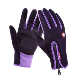 Hot Winter Gloves For Men Women Touchscreen Warm Outdoor Cycling Driving Motorcycle Cold Gloves Windproof Non-Slip Womens Gloves (Gloves Size: XL, Color: Purple)