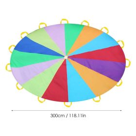 Rainbow Parachute For Kids Parachute Game Party Game Parachute With Handles For Kids Children Gymnastics Play Outdoor Games (Color: 300cm)