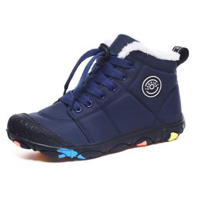 Unisex 2020 Fashion Winter Boys Snow Boots Girls Waterproof Umbrella Cloth Fabric Children Sneaker New Winter Kids Shoes D06163 (Color: Dark blue, size: 5.5)