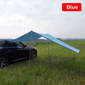 Outdoor Camping Car Awning Shade Sail Car Tail/Side Tent Canopy Sunscreen 210D Oxford Cloth PU2000 Waterproof Sunshade (Color: Blue, size: 440X200CM)