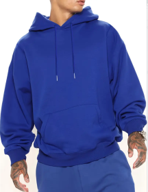 Men's Solid Color Hooded Jumper (Option: Blue-S)