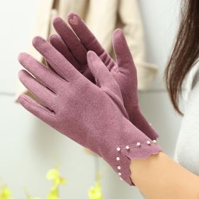 Women's Winter Thin Winter Cold And Windproof Thermal Gloves (Color: Skin Purple)