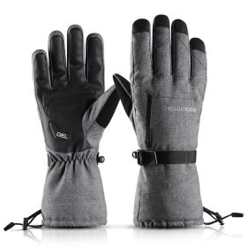 Ski Gloves Waterproof Gloves with Touchscreen Function Thermal Snowboard Gloves Warm Motorcycle Snow Gloves Men Women (Color: Grey, size: L)