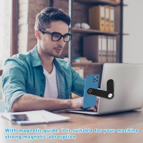 Laptop Phone Holder, Adjustable Laptop Side Mount Clip, Magnetic Laptop Monitor Mount (Color: Black)