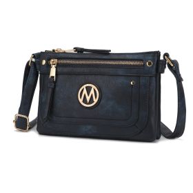 MKF Collection Elaina Multi Pocket Crossbody Handbag by Mia K (Material: Vegan Leather, Color: Navy)