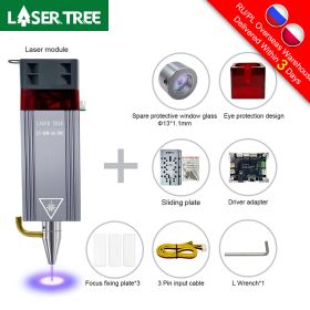 LASER TREE 80W/40W/30W/20W Laser Head For CNC Engraver Wood Cutting DIY Laser Tools 450nm TTL/ PWM Blue Light Laser Module (Voltage: 12V, Color: LT-80W-AA-PRO-KIT)