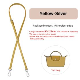 WUTA Shoulder Bag Straps For Longchamp Crossbody Purse Women Genuine Leather Handbag Strap Adjustable DIY Belt Bag Accessories (Color: yellow-silver-122cm)