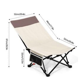 Folding Lawn Chair 600D Oxford portable Lawn Chairs with Side Pocket Reclining Chair Raised Backrest Lightweight Stable Beach (Color: White)