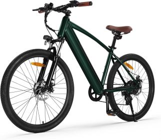 Electric Mountain Bike Removable Built in Battery, 350W(Peak 500W) Brushless Motor, Bicycle with 7 Speed, Max 50 Miles (Color: Emerald)