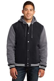 Sport-Tek Insulated Letterman Jacket JST82 (Color: Black/ Vintage Heather, size: 4XL)