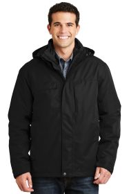 Port Authority Herringbone 3-in-1 Parka J302 (Color: Black, size: XL)