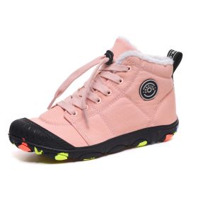 Unisex 2020 Fashion Winter Boys Snow Boots Girls Waterproof Umbrella Cloth Fabric Children Sneaker New Winter Kids Shoes D06163 (Color: Pink, size: 3)