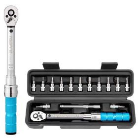 15Pcs Torque Wrench Set 1/4" 2-24Nm Bike Torque Wrench Allen Key Tool Socket Spanner Set Cycling Tool Bicycle Repair Kit (Color: 15pcs 2 to 24Nm)